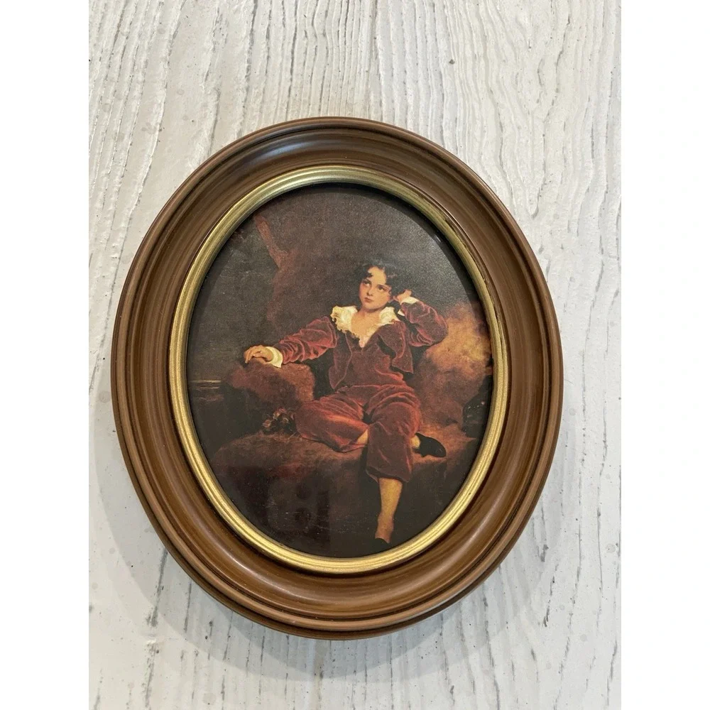 Vintage NWOT Oval Framed Red Boy Master Lambton by Thomas Lawrence 5‎ x 6.5